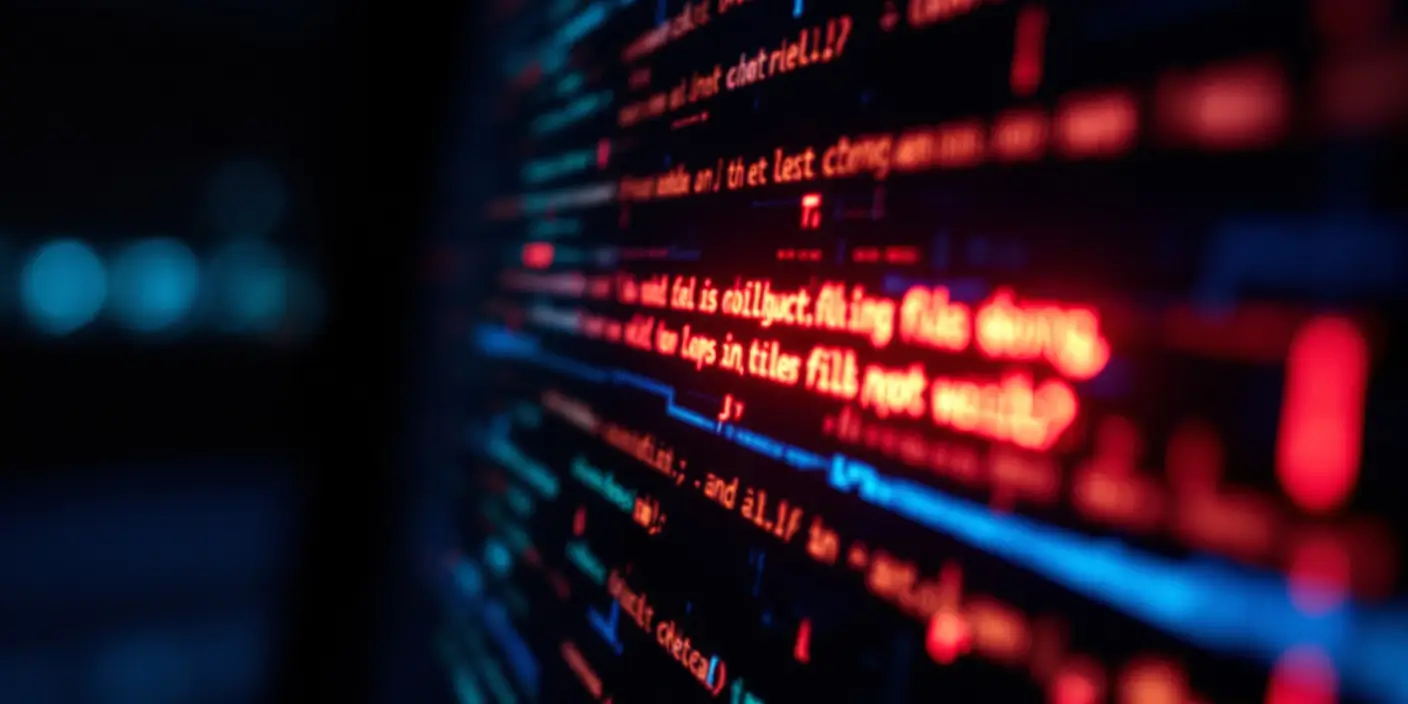 Illustration depicting a cybersecurity breach with a warning symbol